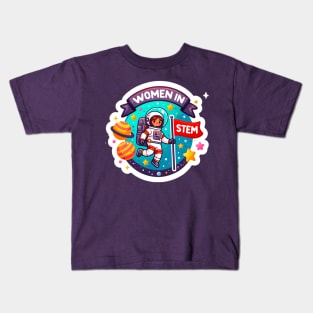 Women in STEM Space Explorer Astronaut Girl - Celebrating Women in STEM Kids T-Shirt